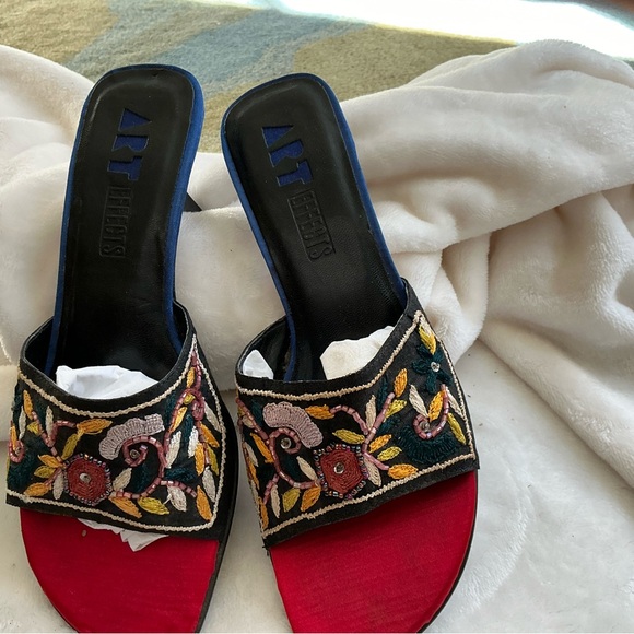 Embroidered Open-Toed Mules - Picture 1 of 4